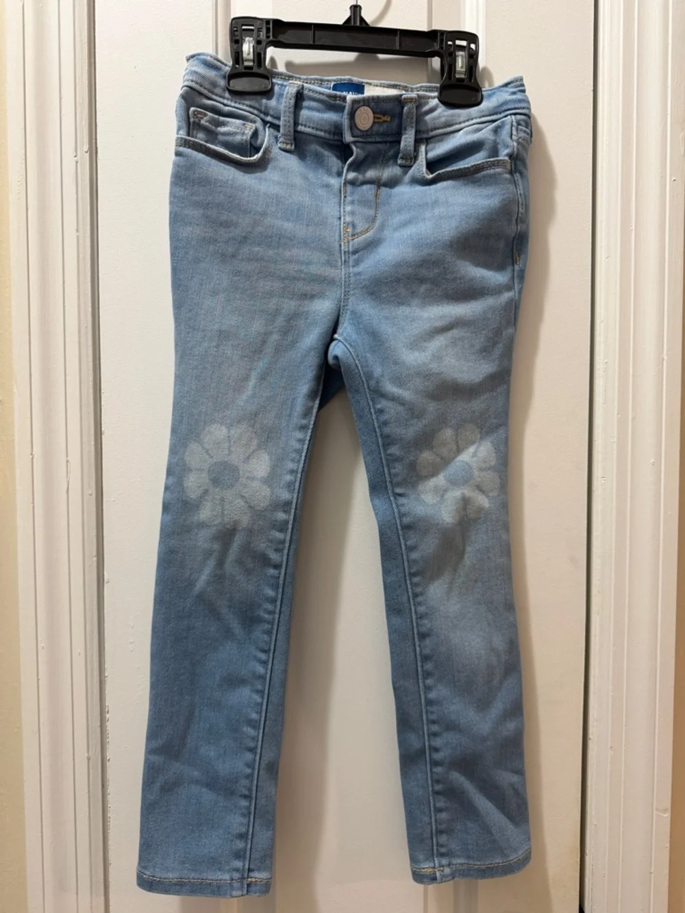 Old Navy Light Denim Blue Rockstar Jeggings with Daisy Accents 5T